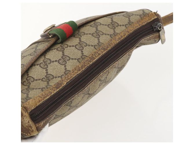 Gucci Borsa GG Supreme Web Sherry Line PVC Beige Oro 89 02 032 Auth 160476 D'oro - vista 6