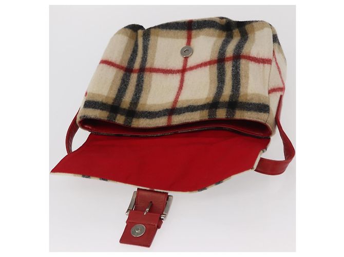 Autre Marque Borsa a Spalla Burberrys Nova Check in Lana Beige Argento Autentica 161279V - vista 10