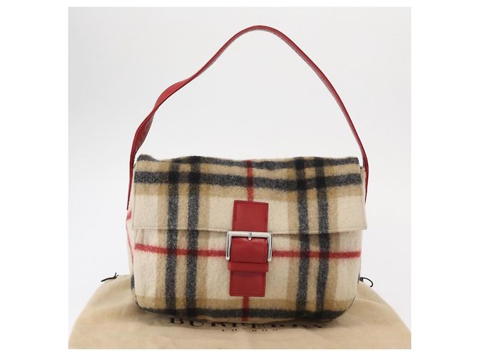 Autre Marque Borsa a Spalla Burberrys Nova Check in Lana Beige Argento Autentica 161279V - vista 12