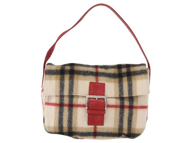 Autre Marque Borsa a Spalla Burberrys Nova Check in Lana Beige Argento Autentica 161279V - vista 13