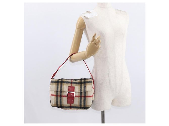 Autre Marque Borsa a Spalla Burberrys Nova Check in Lana Beige Argento Autentica 161279V - vista 23