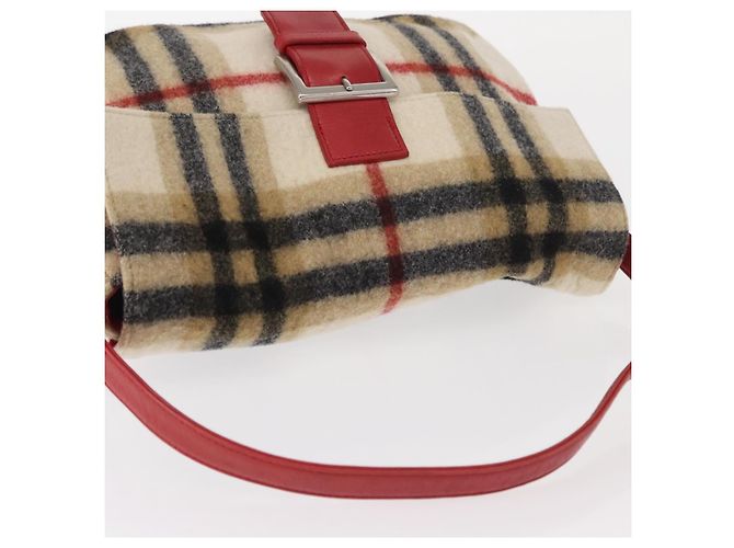 Autre Marque Borsa a Spalla Burberrys Nova Check in Lana Beige Argento Autentica 161279V - vista 6