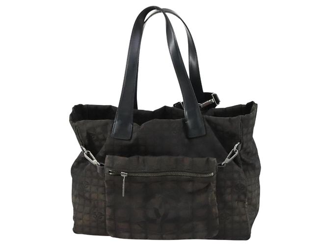 CHANEL Nuova Borsa Tote da Viaggio Nylon 2in1 Marrone Argento CC Auth bs31911 - vista 13