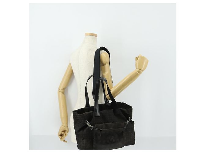 CHANEL Nuova Borsa Tote da Viaggio Nylon 2in1 Marrone Argento CC Auth bs31911 - vista 24