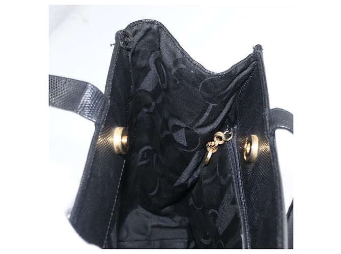Borsa Tote Vala in pelle nera e oro Salvatore Ferragamo Auth gh1481 Nero D'oro - vista 18