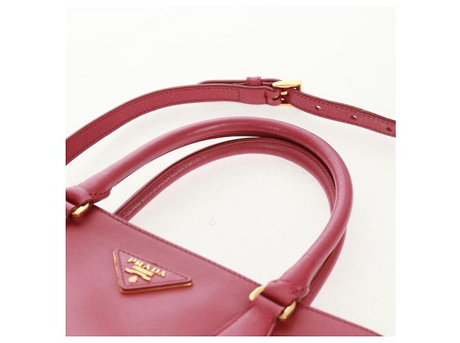 Saffiano PRADA Galleria Borsa a Mano in Pelle Safiano 2 in 1 Rosa Oro Auth 159946 D'oro - vista 14