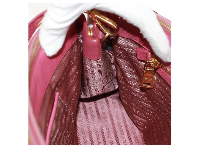 Saffiano PRADA Galleria Borsa a Mano in Pelle Safiano 2 in 1 Rosa Oro Auth 159946 D'oro - vista 25