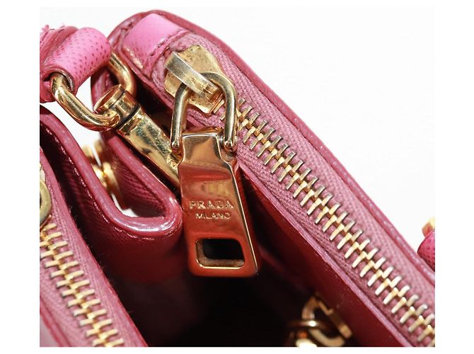 Saffiano PRADA Galleria Borsa a Mano in Pelle Safiano 2 in 1 Rosa Oro Auth 159946 D'oro - vista 26