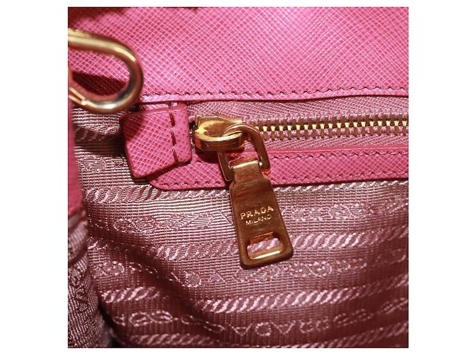Saffiano PRADA Galleria Borsa a Mano in Pelle Safiano 2 in 1 Rosa Oro Auth 159946 D'oro - vista 28