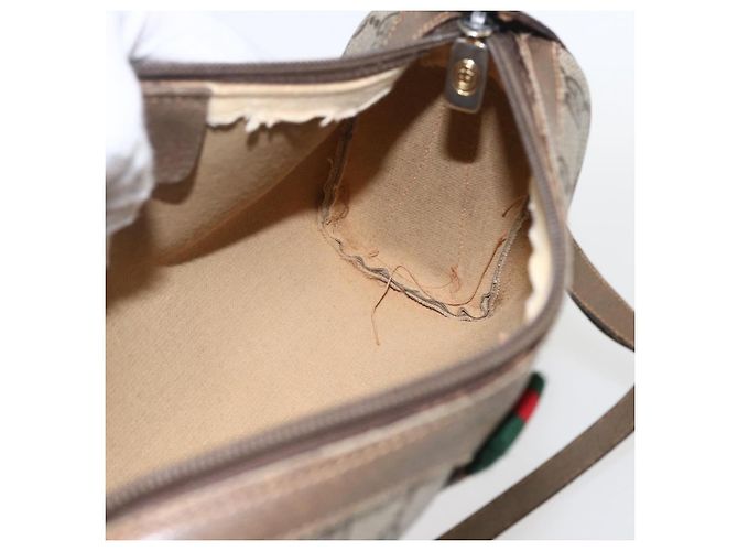 Borsa Sherry Line GG Supreme Web di GUCCI in PVC beige e oro 89 02 018 Auth 159003 D'oro - vista 21