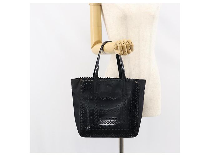 PRADA Handtasche Emaille Schwarz Silber Auth 160525 - Ansicht 21