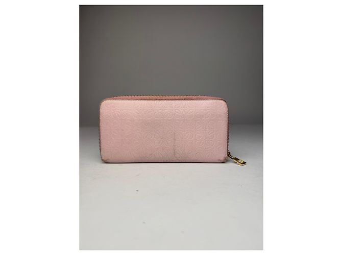 Vintage Loewe Madrid Zippy Leather monogram Wallet Pink - view 10