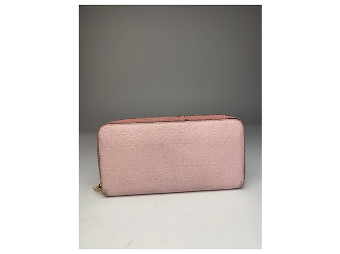 Vintage Loewe Madrid Zippy Leather monogram Wallet Pink - view 11