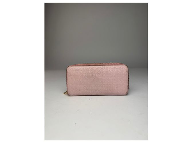Vintage Loewe Madrid Zippy Leather monogram Wallet Pink - view 2