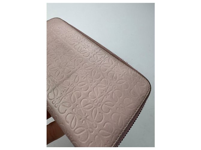 Vintage Loewe Madrid Zippy Leather monogram Wallet Pink - view 3