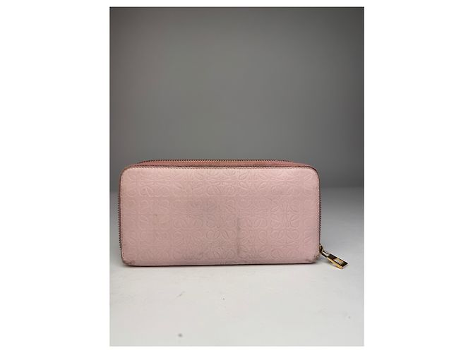 Vintage Loewe Madrid Zippy Leather monogram Wallet Pink - view 5