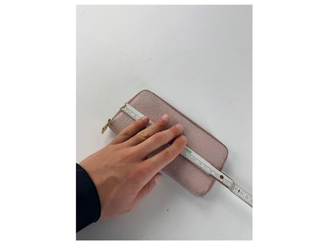 Vintage Loewe Madrid Zippy Leather monogram Wallet Pink - view 8