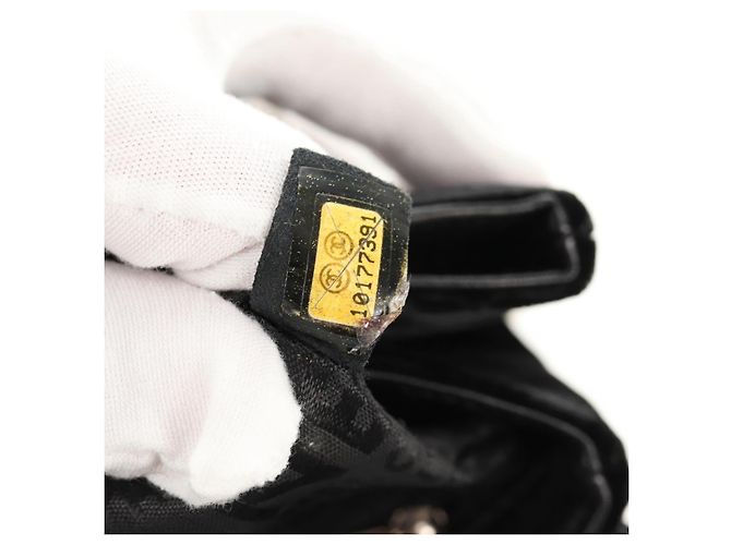 Borsa a Spalla CHANEL Catena COCO Marchio Camelia Velluto Nero Argento CC Auth 149585V - vista 10