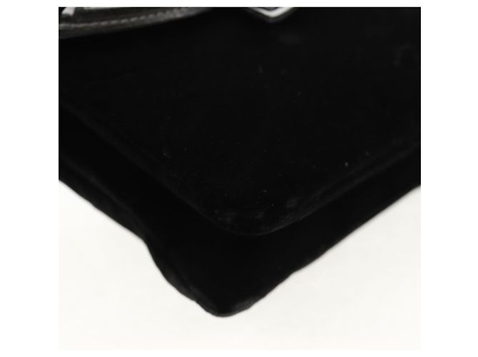 Borsa a Spalla CHANEL Catena COCO Marchio Camelia Velluto Nero Argento CC Auth 149585V - vista 15