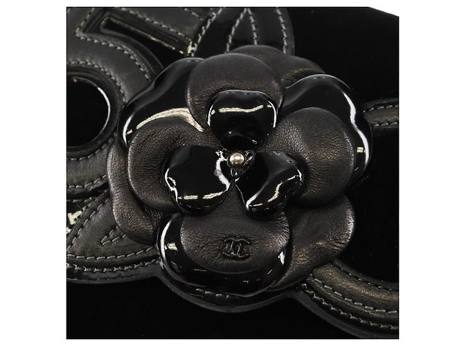 Borsa a Spalla CHANEL Catena COCO Marchio Camelia Velluto Nero Argento CC Auth 149585V - vista 19