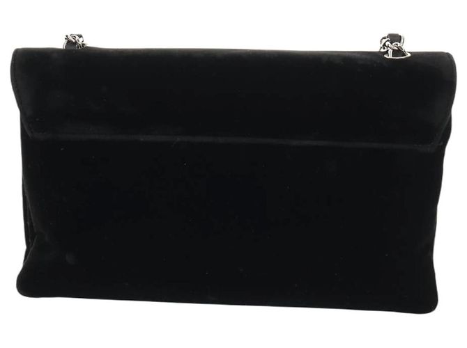 Borsa a Spalla CHANEL Catena COCO Marchio Camelia Velluto Nero Argento CC Auth 149585V - vista 2