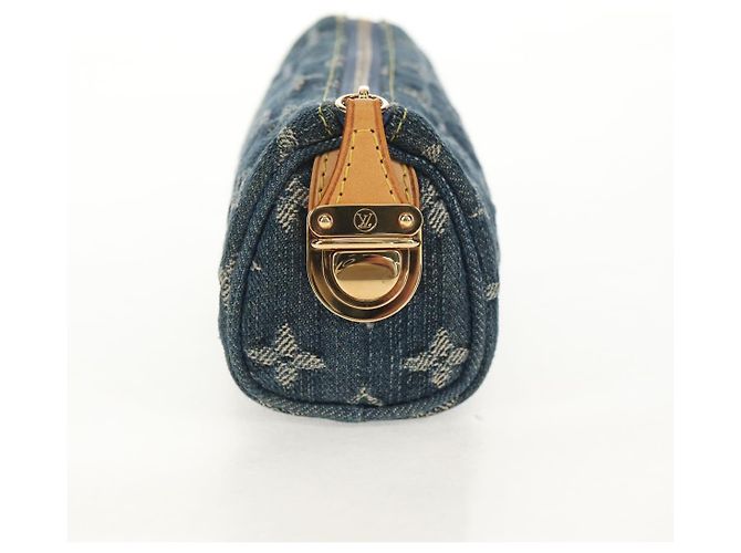 LOUIS VUITTON Pochette Monogram Denim Trousse Speedy GM Blu M95081 LV Auth 153581V - vista 4