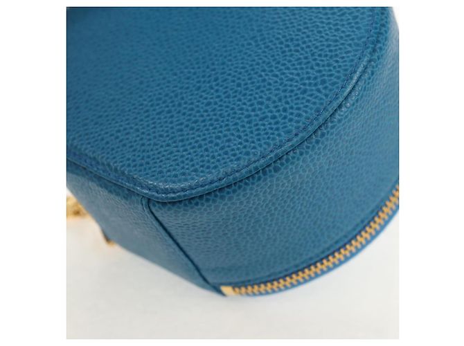 Boîte à bijoux CHANEL COCO Marque Étui Bijoux Cuir Caviar Bleu Or CC Auth 152911V Doré - vue 11