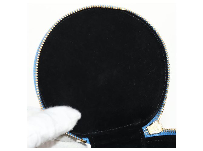 Boîte à bijoux CHANEL COCO Marque Étui Bijoux Cuir Caviar Bleu Or CC Auth 152911V Doré - vue 14