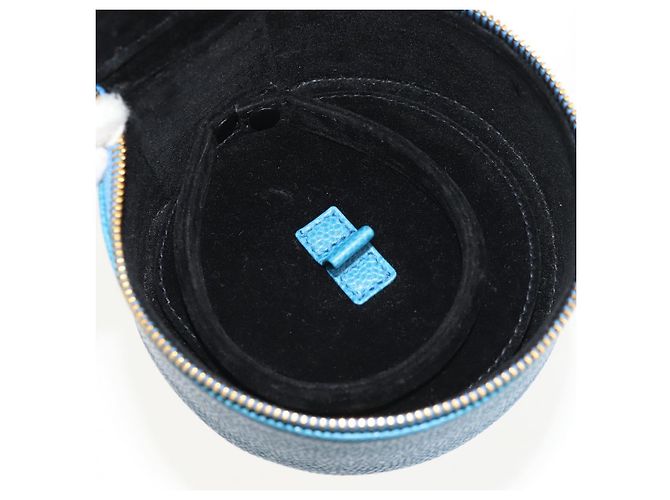 Boîte à bijoux CHANEL COCO Marque Étui Bijoux Cuir Caviar Bleu Or CC Auth 152911V Doré - vue 15