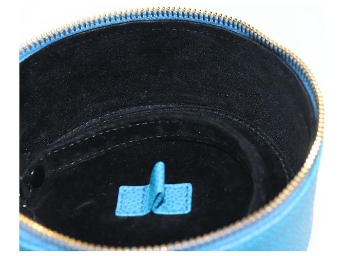 Boîte à bijoux CHANEL COCO Marque Étui Bijoux Cuir Caviar Bleu Or CC Auth 152911V Doré - vue 16