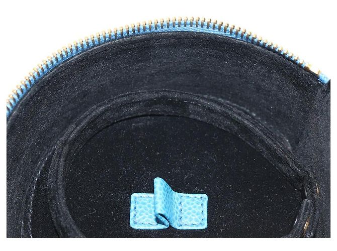 Boîte à bijoux CHANEL COCO Marque Étui Bijoux Cuir Caviar Bleu Or CC Auth 152911V Doré - vue 17