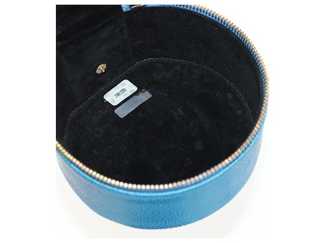 Boîte à bijoux CHANEL COCO Marque Étui Bijoux Cuir Caviar Bleu Or CC Auth 152911V Doré - vue 19