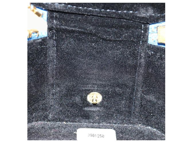 Boîte à bijoux CHANEL COCO Marque Étui Bijoux Cuir Caviar Bleu Or CC Auth 152911V Doré - vue 20