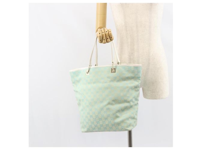 Borsa Tote GG Canvas Gucci Menta Oro 002 1098 3444 Auth gh1620 D'oro Verde - vista 21