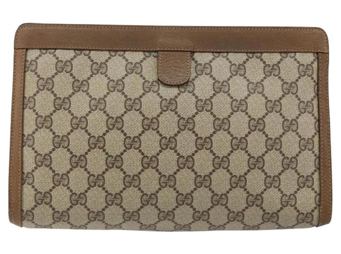 GUCCI GG Supreme Web Sherry Line Clutch Bag PVC Beige Rosso 89 01 033 Auth 150947 - vista 2