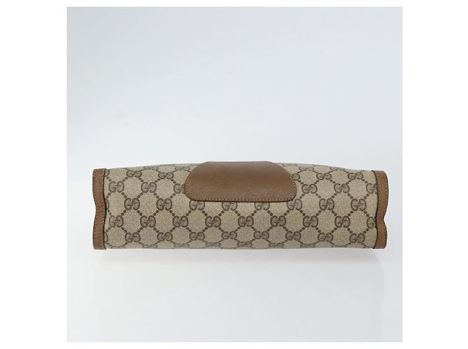 GUCCI GG Supreme Web Sherry Line Clutch Bag PVC Beige Rosso 89 01 033 Auth 150947 - vista 6