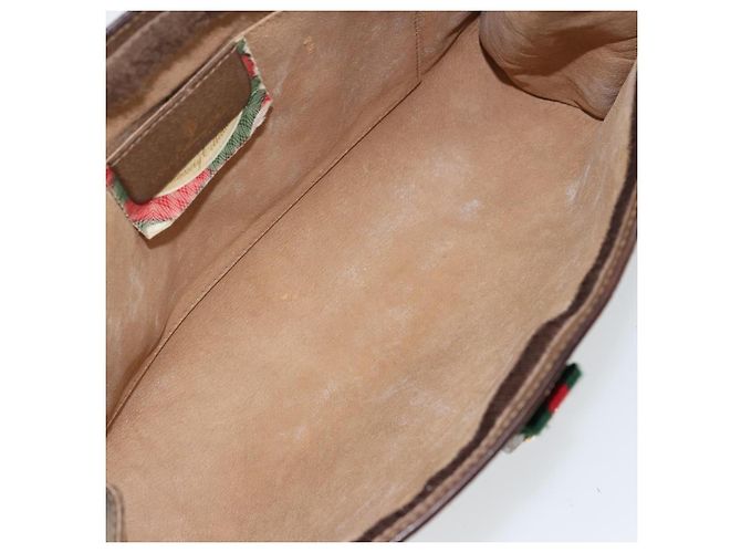GUCCI GG Supreme Web Sherry Line Clutch Bag PVC Beige Rosso 89 01 033 Auth 150947 - vista 9
