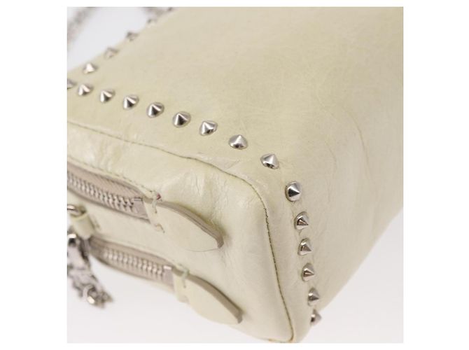 Borsa a spalla in pelle Miu Miu con catena crema argento Auth yk19775 Crudo - vista 13