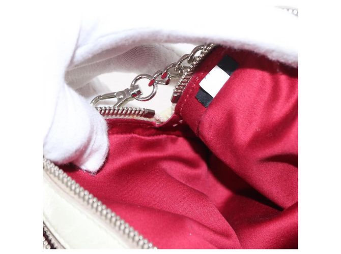 Borsa a spalla in pelle Miu Miu con catena crema argento Auth yk19775 Crudo - vista 20