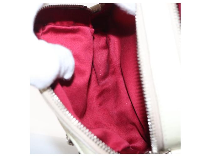 Borsa a spalla in pelle Miu Miu con catena crema argento Auth yk19775 Crudo - vista 21