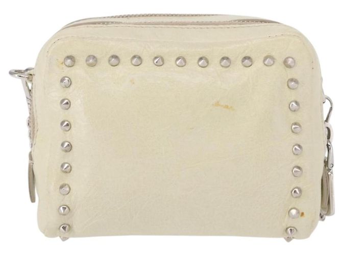 Borsa a spalla in pelle Miu Miu con catena crema argento Auth yk19775 Crudo - vista 3