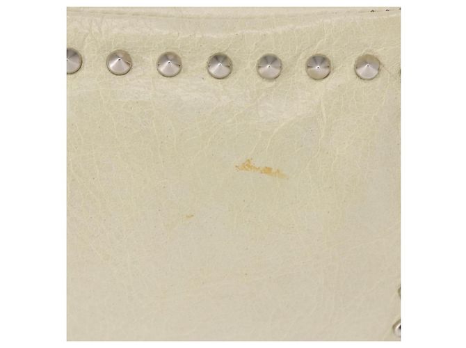 Borsa a spalla in pelle Miu Miu con catena crema argento Auth yk19775 Crudo - vista 4