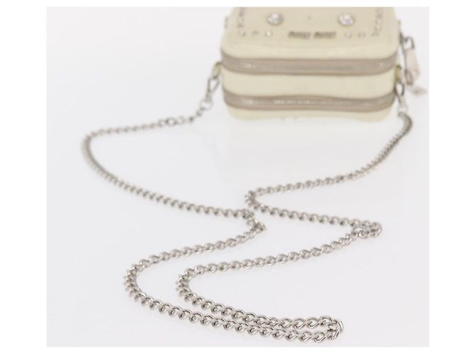 Borsa a spalla in pelle Miu Miu con catena crema argento Auth yk19775 Crudo - vista 8