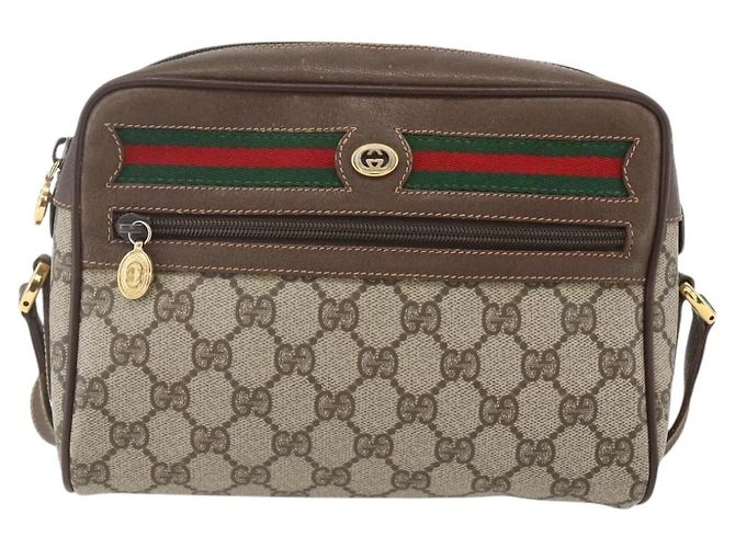 Borsa a Spalla Gucci GG Supreme Web Sherry Line PVC Beige 56 02 087 Auth ep12559 - vista 13
