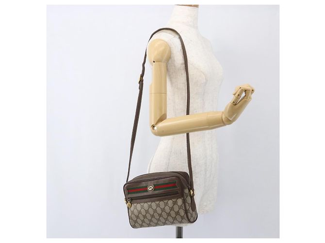 Borsa a Spalla Gucci GG Supreme Web Sherry Line PVC Beige 56 02 087 Auth ep12559 - vista 21