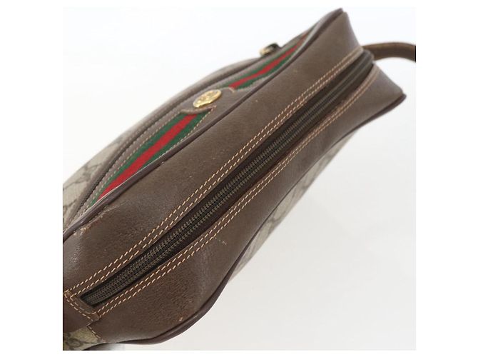 Borsa a Spalla Gucci GG Supreme Web Sherry Line PVC Beige 56 02 087 Auth ep12559 - vista 6