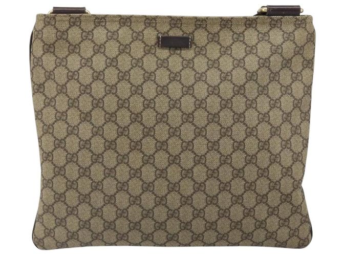 Gucci Borsa a Spalla GG Supreme PVC Beige Oro 201446 Auth BA9409 D'oro - vista 13