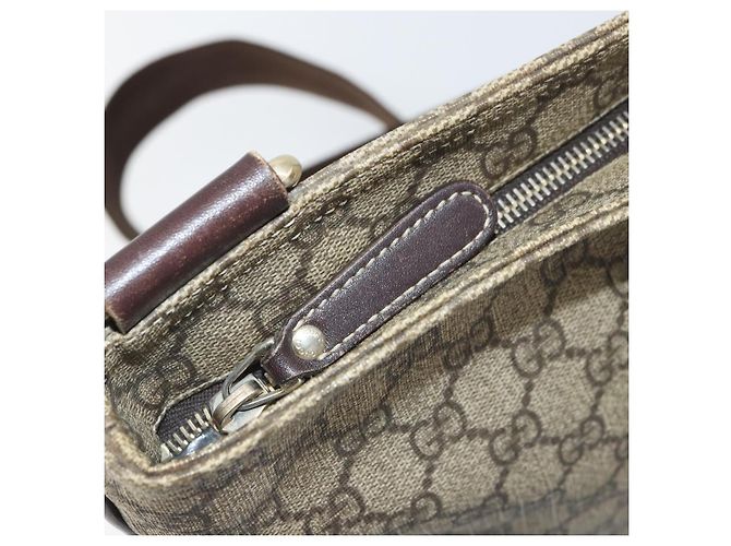 Gucci Borsa a Spalla GG Supreme PVC Beige Oro 201446 Auth BA9409 D'oro - vista 18