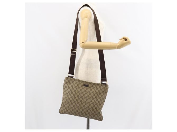 Gucci Borsa a Spalla GG Supreme PVC Beige Oro 201446 Auth BA9409 D'oro - vista 22