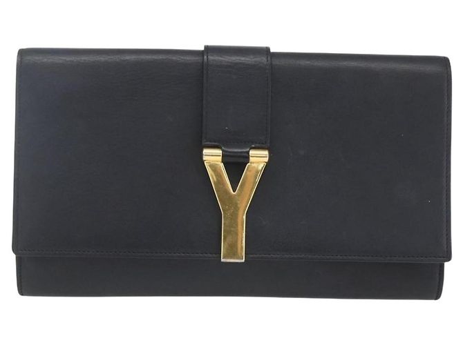 SAINT LAURENT Pochette in Pelle Nera Oro Auth ka1261 Nero D'oro - vista 13